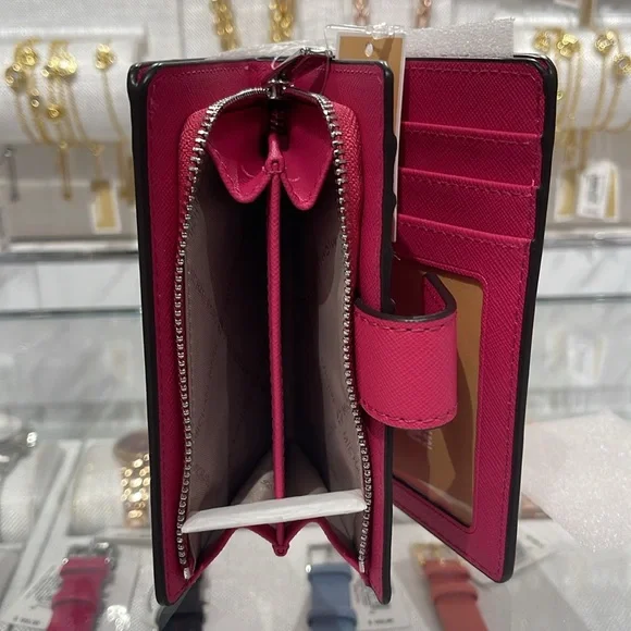 Michael Kors Medium Saffiano Leather Bifold WalletNWT Dragonfruit